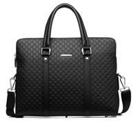 LIUHLFSR Herren Umhängetaschen Doppellagige Leder Business Aktentasche Tasche 14.1 Laptop Handtaschen Reisetaschen Für Büro und Geschäftsreisen(Black)