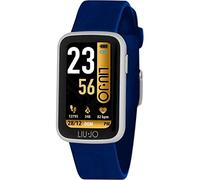 LiuJo Fit Damen Smartwatch aus Edelstahl und Silikon in der Farbe Silber-Blau, Wasserdichtigkeit: IP68, Gehäusemaße: 44mm x 32,7mm x 10,3mm, SWLJ040