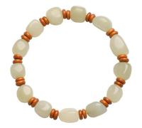 Liumarvexia 8mm Natürliche Form Hotan Jade Pfirsichholz Armband, Natürliches Material Perlen Armbänder Stretch Armband Schmuck mit Geschenkbox für Frauen Frau Freundinnen