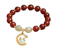 Liumarvexia 8mm Natürliche Hetian Jade rote Agat Drachen Charm Armband, Natürliches Material Perlen Armbänder Stretch Armband Schmuck mit Geschenkbox für Frauen Frau Freundinnen
