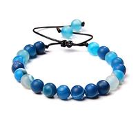 LIUQIANYU Chakra Armband,Handgemachtes Geflochtenes Armband Männer Frauen Chakra Natürlicher Lapislazuli Tigerauge Steinperlen Armband Einstellbar Yoga Energie Schmuck,Streifen Achat
