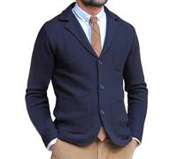 LIUYUYOUGO Anzüge Für Herren,Herren Blazer Smart Casual Slim Fit Strickblazer Elegante Einreihige Strickjacke Strickjacke Einfarbig Langarm Sportmantel Business Anzugjacken Oberteile Mit Taschen M