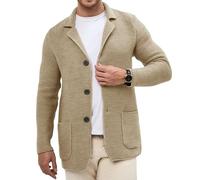 LIUYUYOUGO Anzüge Für Herren Klassischer Herren Cardigan Mit 3 Knöpfen Schmal Geschnitten Sportlich Elegant Mit Taschen Ideal Für Den Herbst Khaki Größe 3XL