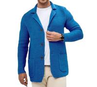 LIUYUYOUGO Anzüge Für Herren Klassischer Herren Cardigan Mit 3 Knöpfen Schmal Geschnitten Sportlich Elegant Mit Taschen Ideal Für Den Herbst Königsblau Größe XL