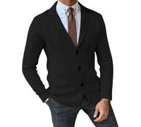 LIUYUYOUGO Anzug Herren,Herren Blazer Smart Casual Slim Fit Strickblazer Elegante Einreihige Strickjacke Strickjacke Einfarbig Langarm Sportmantel Business Anzugjacken Oberteile Mit Taschen Schwarz