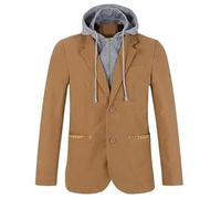 LIUYUYOUGO Anzugjacken Für Herren,Herren Blazerjacke Mit Abnehmbarer Kapuze Übergröße Baumwolle Anzugjacken Lässig Slim Fit Smoking Blazer Mit Zwei Knöpfen Klassische Kapuze Sportmantel Busine
