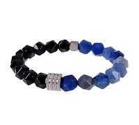 LIUYUYOUGO Armband Damen Kristallperlenarmbänder Für Herren 8 Mm Naturstein Schwarzer Obsidian Facettierte Perlen Armband Modisch Verstellbar Elastisches Seil Edelsteine Armreif Statement Schmuck