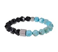 LIUYUYOUGO Armband Damen Kristallperlenarmbänder Herren 8Mm Naturstein Schwarz Obsidian Facettierte Perlen Armband Mode Verstellbares Elastisches Seil Edelsteine Armreif Statement Schmuck Gesch