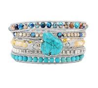 LIUYUYOUGO Armband Damen Naturstein Wickelarmband Für Damen Und Herren Boho Handgefertigt Mehrschichtig 5 Strängig Wickelarmbänder Vintage Charme Kristallperlen Armreif Facetten Edelsteine Ethnis