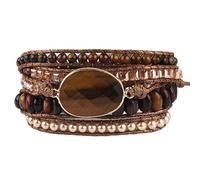 LIUYUYOUGO Armband Damen Naturstein Wickelarmband Für Damen Und Herren Boho Handgefertigt Mehrschichtig 5 Strängig Wickelarmbänder Vintage Charme Kristallperlen Armreif Facetten Edelsteine Ethnis