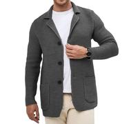 LIUYUYOUGO Blazer Herren Lässiger Herren Strickblazer Anzugjacke Leichtes Stretchmaterial Schmal Geschnittener Sportblazer Eleganter Grob Gestrickter Cardigan Herbst Business Strickjacke Oberteile