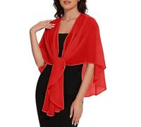 LIUYUYOUGO Cardigan Damen Chiffon Schulterjacke Stola Und Überwurf Oversize Cape Leichter Transparenter Überwurf Poncho Damen Cardigan Für Sommerhochzeiten Abendveranstaltungen Braut Brautjungfer