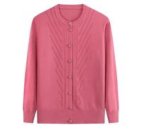 LIUYUYOUGO Cardigan Damen Strickjacke Für Ältere Und Mittelgroße Frauen Jacquard Strickjacke Mit Zopfmuster Für Omas Mantel Langärmelig Leichte Strickjacke Strickwaren Für Alte Damen Mit Knöp