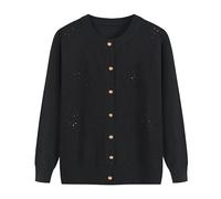 LIUYUYOUGO Cardigan Damen Strickjacke Für Ältere Und Mittlere Altersgruppen Jacquard Strickjacke Mit Schmetterlingsmuster Für Omas Langärmeliger Leichter Cardigan Oberteil Mit Knöpfen Für Alte