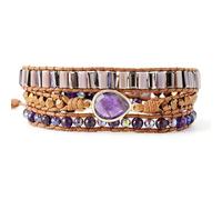 LIUYUYOUGO Chakra Armband Boho Naturstein Armband Für Damen Herren Handgefertigt Mehrschichtiges Leder Wickelarmband Tropfen Charm Kristall Perlenarmbänder Vintage Ethno Edelsteine Schmuck Ges