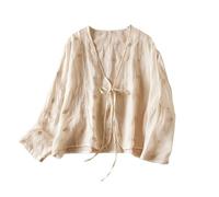 LIUYUYOUGO Damen Bolero Elegant Bolerojacke,Leinen Cardigans Für Damen Vintage Stickerei Shrug Bolero Cardigans Vorne Offen Cape Top Lockere Langarmbluse Tops Für Leichte Jacke Hemd Mantel A