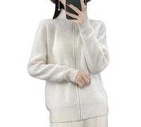 LIUYUYOUGO Damen Cardigan Aus Merinowolle Gerippter Strick Cardigan Vorne Offen Durchgehender Reißverschluss Damen Pullover Mantel Herbst Winter Weich Warm Strickjacke Pullover Oberbekleidung Sweat