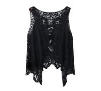 LIUYUYOUGO Damen Strickjacke, Boho Hippie Häkelweste Vorne Offen Hohle Spitze Drapierte Strickjacke Ärmellos Gestrickte Bolero Achselzucken Oberteile Vintage Unregelmäßiges Sommer Tanktop Überz