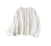 LIUYUYOUGO Damen Strickjacke, Leinen Cardigans Für Damen Vintage Stickerei Shrug Bolero Cardigans Vorne Offen Cape Top Baggy Langarm Bluse Tops Leichte Jacke Hemden Mantel