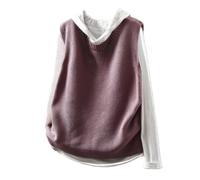 LIUYUYOUGO Damen Strickweste Damen Strickweste Mit Rundhalsausschnitt Ärmellos 100% Baumwolle Strick Tanktop Lässig Locker Basic Einfarbig Pullunder Für Herbst Und Winter Rosa Größe L