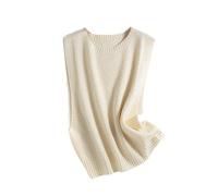 LIUYUYOUGO Damen Strickweste Gestrickte Tanktops Für Damen Aus Wolle Einfarbig Jacquard-Strickweste Mit Rautenmuster Rundhalspullover Pullover Lockerer Kurzer Pullover Ärmellos Frühlings-Strickob