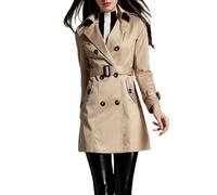 LIUYUYOUGO Damen Trenchcoat Mit Doppelter Knopfleiste Gürtel Klassischem Revers Schmal Geschnitten Mittellang Winddicht Ideal Für Business Freizeit Und Beruf Perfekt Als Frühlings Und Herbstmante