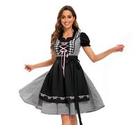 LIUYUYOUGO Dirndl Damen midi Trachtenkleid,Trachtenmode Dirndl Trachtenkleid,Bayern Oktoberfest Dresses Maid Outfit Cosplay Kostüm für Frauen Komplett schwarz 3XL