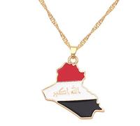 LIUYUYOUGO Halsketten Für Frauen, Goldene Kette Republik Irak Karte Anhänger Damen Weltkarte Halsketten Ägypten Schmuck Halskette Für Weihnachten Jubiläum Geburtstagsfeier Geschenke,