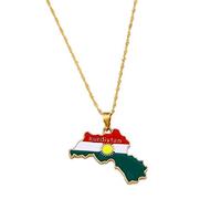 LIUYUYOUGO Halsketten Für Frauen, Goldene Kurdistan Region Anhänger Damen Karte Elegante Halsketten Ägypten Schmuck Halskette Für Weihnachten Jubiläum Geburtstagsfeier Geschenke, 50Cm
