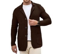 LIUYUYOUGO Herren Sakko Lässiger Herren Strickblazer Anzugjacke Leichtes Stretchmaterial Schmal Geschnittener Sportblazer Eleganter Grob Gestrickter Cardigan Herbst Business Strickjacke Oberteile K