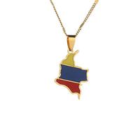 LIUYUYOUGO Karte Halskette,Vintage Gold Emaille Kolumbien Karte Anhänger Charms Landkette Kolumbianische Schmuck Geschenke Für Männer Frauen