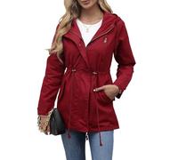 LIUYUYOUGO Mantel Damen Lang Baumwoll Trenchcoat Für Damen Winddicht Mit Kapuze Übergröße Parka Jacke Für Damen Lässig Locker Durchgehender Reißverschluss Windjacke Frühling Herbst Mittellan