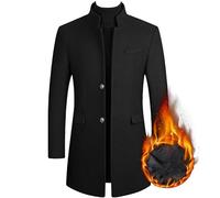 LIUYUYOUGO Mantel Herren Winter Herren Winterjacke Wollmantel Kurzer Woll Trenchcoat Winter Casual Business Einreihiger Trenchcoat Normale Passform Warmer Windbreaker Peacoat Übermantel Gefüttert/