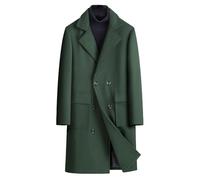 LIUYUYOUGO Mantel Herren Winter Winter Wollmantel Herren Mantel Zweireihig Lang Trenchcoat Lässiger Wollmantel Mode Wollmischungen Jacke Windbreaker Reverskragen Mantel Mit Taschen Dunkelgrün L