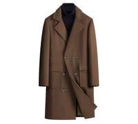 LIUYUYOUGO Mantel Herren Winter Winter Wollmantel Herren Mantel Zweireihig Lang Trenchcoat Lässiger Wollmantel Mode Wollmischungen Jacke Windbreaker Reverskragen Mantel Mit Taschen Kaffee L