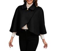 LIUYUYOUGO Pashminas Für Damen Kurzer Cape Mantel Für Damen Winter Capelet Aus Wollmischung Vintage Reverskragen Knopfschals Umhang Warmer Poncho Elegante Fließende Woll Peacoat Jacke Oberbekleid