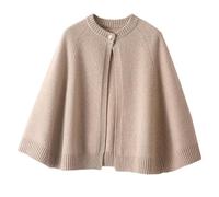 LIUYUYOUGO Pashminas Für Damen Schal Aus Merinowolle Für Damen Kurz Gestrickter Schalponcho Offene Vorderseite Knopfleiste Strickjacke Eleganter Weicher Kaschmirmantel Winter Strickpullover Cape T