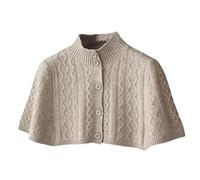 LIUYUYOUGO Pashminas Für Damen,Warmer Schulterschal Für Damen Kurzer Strickschal Aus Merinowolle Poncho Vintage Strickjacke Mit Zopfmuster Vorne Offen Mit Knopfleiste Schulterüberzug Für Trenchc