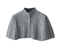 LIUYUYOUGO Pashminas Für Damen,Warmer Schulterschal Umhang Für Damen Kurzer Strickschal Poncho Aus Merinowolle Vintage Strickjacke Mit Zopfmuster Vorne Offener Knopfleiste Schulter Swrug Überzüg