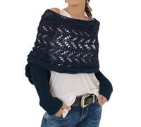 LIUYUYOUGO Poncho Damen,Winterlicher Warmer Strickschal Mit Zopfmuster Und Ärmeln Eleganter Vielseitig Verwendbarer Wickelschal Für Damen Gemütlicher Boho Poncho Mit Häkelmuster Umhang Für Den