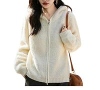 LIUYUYOUGO Pullover & Strickjacken Für Damen Damen Kapuzenpullover Aus 100% Merinowolle Mit Reißverschluss Schwerer Flauschiger Cardigan Weicher Warmer Teddy Fleece Sweatshirt Kapuzenjacke Trendi