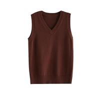 LIUYUYOUGO Pullunder Damen Ärmellos Damen Pullunderweste Klassisch V Ausschnitt Einheitliche Strickwesten Einfarbig Pullover Strickoberteile Ärmellose Pullover Strick Tanktop Lässig Locker Gestri