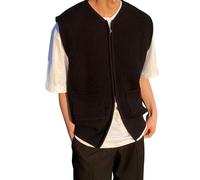 LIUYUYOUGO Pullunder Herren,Ärmellose Strickjacke Für Herren Mit Reißverschluss Und V Ausschnitt Klassischer Gerippter Strickpullover Weste Lässige Relax Fit Strickpullover Tanktops Jacke Oberte