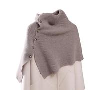 LIUYUYOUGO Stola Damen Festlich Damen Poncho Aus 100% Merinowolle Mit Knöpfen Geripptem Strickpullover Schultertop Modischem Rollkragenpullover Mit Seitenschlitz Cape Pullover Pashmina Wickel Und