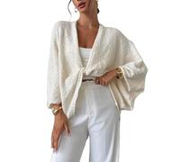 LIUYUYOUGO Stola Damen Festlich Poncho Pullover Mit Ärmeln Für Damen V Ausschnitt 3/4 Fledermausärmel Übergroßer Schal Lässig Elegant Flauschig Strickpullover Oberteil Herbst/Winter Weich Gem