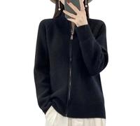 LIUYUYOUGO Strickjacke Aus Merinowolle Für Damen Gerippte Strickjacke Vorne Offen Durchgehender Reißverschluss Damenpullover Mantel Herbst Winter Weich Warm Strickjacke Pullover Oberbekleidung SWE