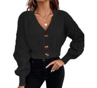 LIUYUYOUGO Strickjacken Für Damen,Strickjacke Für Damen Kurz Grobes Zopfmuster Gestrickt Bolero Cardigan Langärmelig V Ausschnitt Pullover Mäntel Warmer Herbstpullover Jacke Kurze Wintermäntel