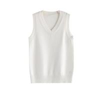 LIUYUYOUGO Strickweste Damen Ärmellos Damen Pullunder Weste Klassisch V Ausschnitt Uniform Kint Westen Solide Pullover Strickwaren Oberteile Ärmellose Pullover Strick Tank Top Lässige Locker Gest