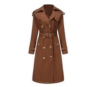 LIUYUYOUGO Trenchcoat Damen Langer Trenchcoat Für Damen Winddichter Mantel Mit Gürtel Klassischer Zweireihiger Reverskragen Windbreaker Jacke Modische Schlanke Lange Jacke Trenchcoat Oberbekleidun