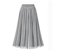 LIROMA Weite Hose Damen,-Chiffon-Hose Mit Weitem Bein Einfarbig Plissiert Elastisch Mit Hoher Taille Palazzo-Hose Locker Geschnittene Hose Gerade Beinhose Fließende Culottes-Hose,Hel, Light Grey